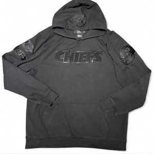 NFL Kansas City Chiefs Pro Standard luxury Mens Black out Pullover Hoodie sz 2XL